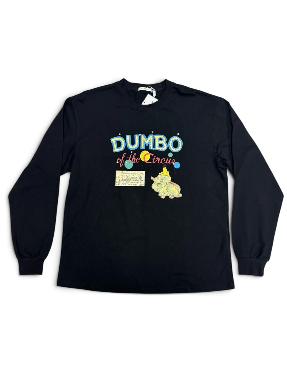 Disney Dumbo Rhinestone Retro Graphic Top Relaxed Large Long Sleeve Cotton Top